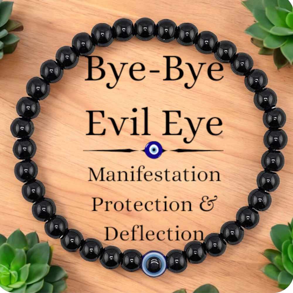 Women's Retro Simple Volcanic Rock Palm Eyes White-barked Bracelets