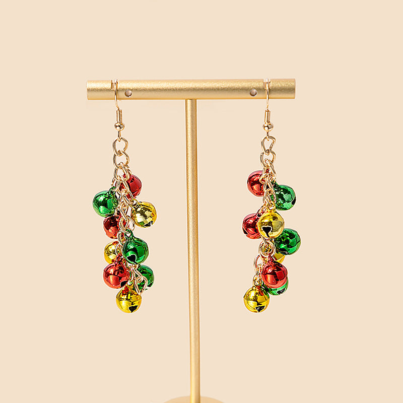 Women's Christmas Series Color Matching Bell Holiday Earrings