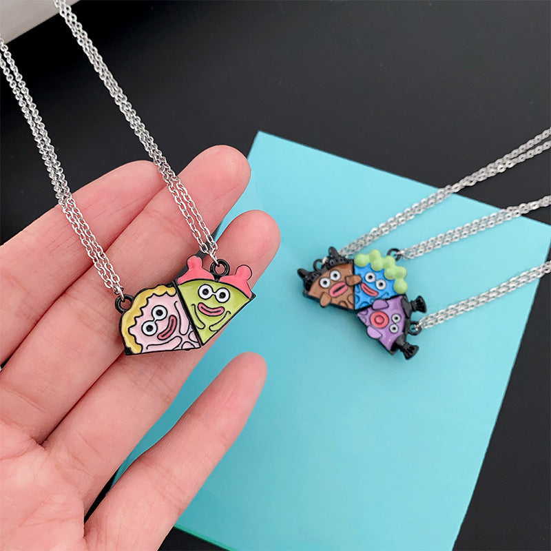 Ugly Pizza Magnetic Cartoon Fashion Senior Niche Necklace