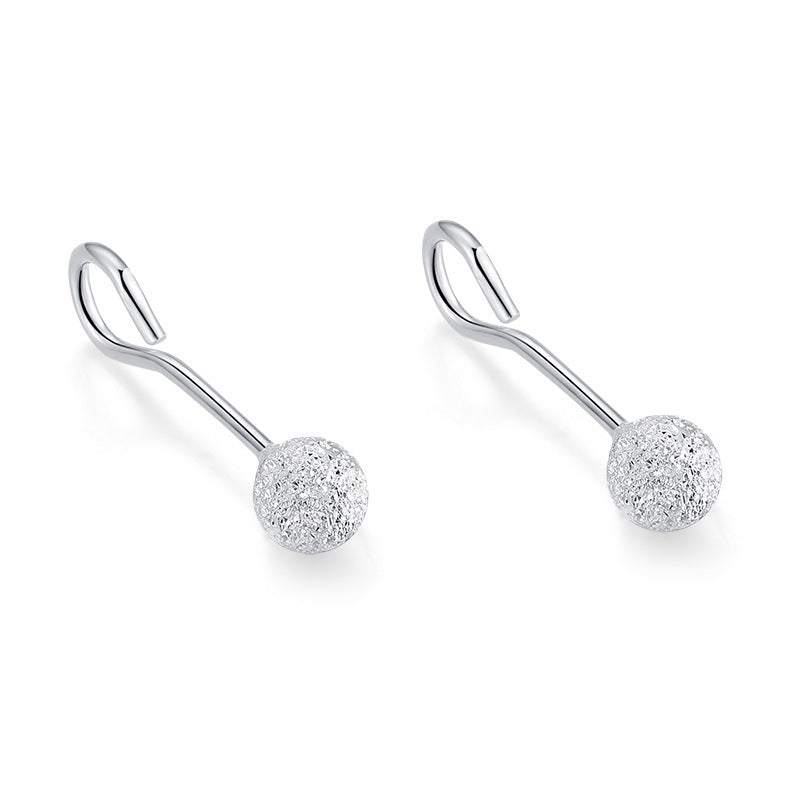 Sier-plated Engraved Female Star Moon Heart-shaped Ear Bar Mori Earrings