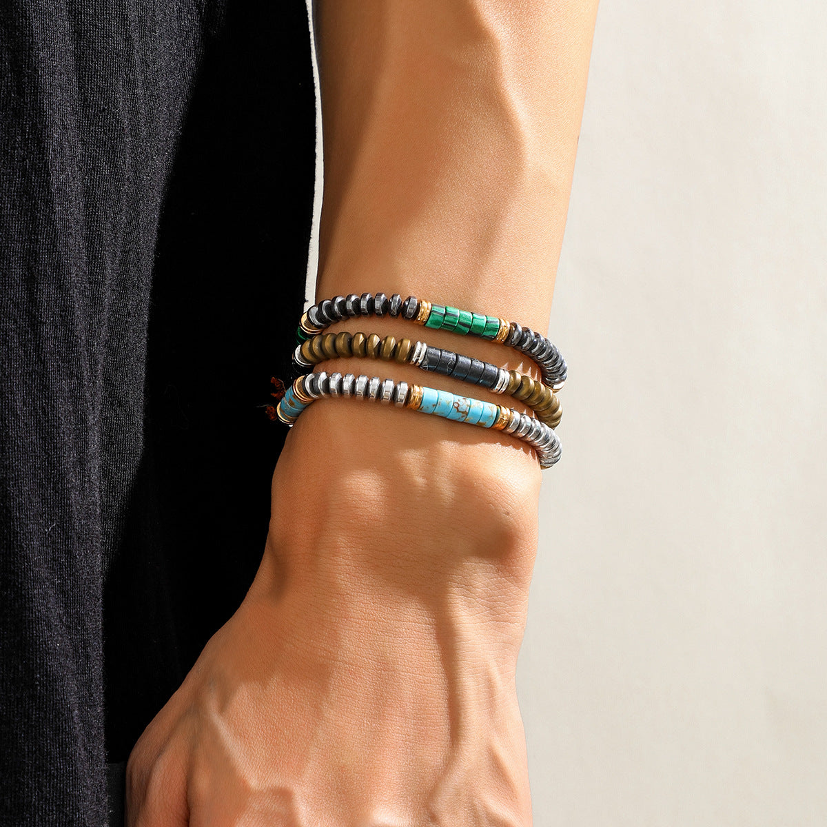 Men's Wax Line Turquoise Minimalist Hip Hop Trendy Unique Bracelets