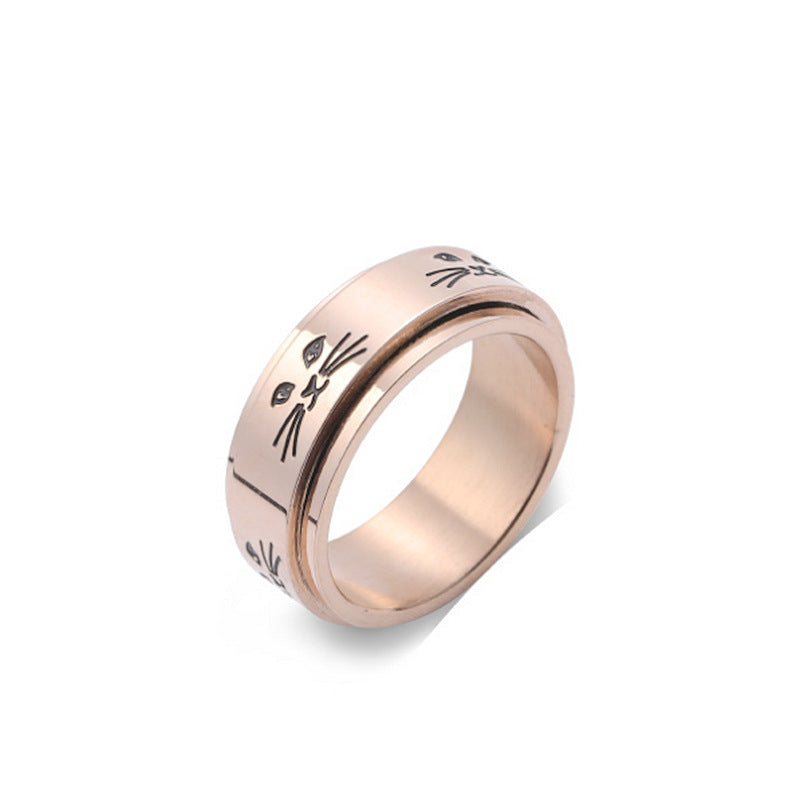 Style Cat Rotating Titanium Steel Male Fashion Rings