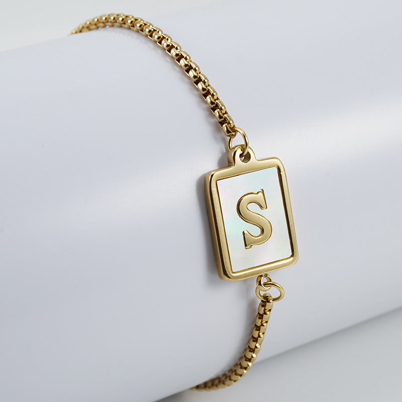 Shell Letter Lala Female Stainless Square Bracelets