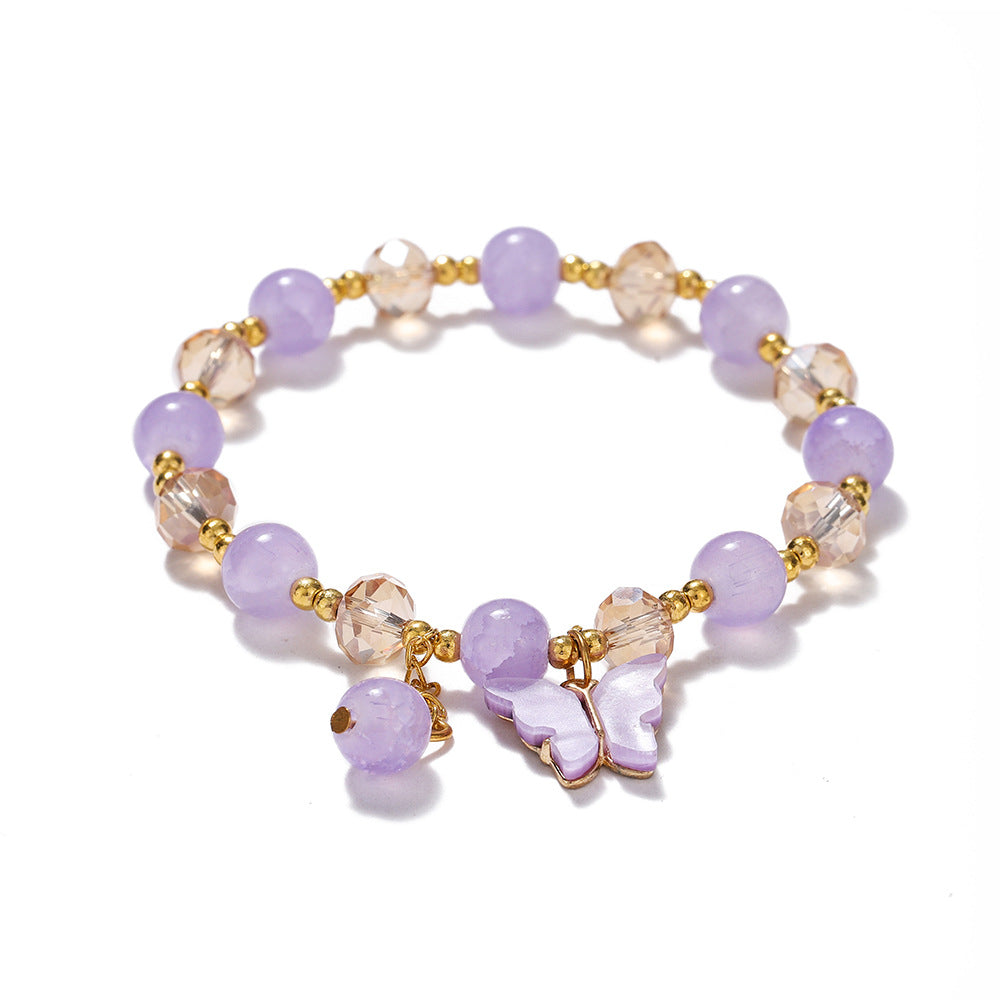 Children's Crystal Glass Butterfly String Beads Female Bracelets