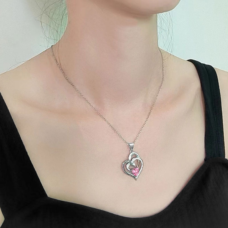 Women's Printed Engraved Diamond Temperament Entry Lux Heart-shaped Necklaces