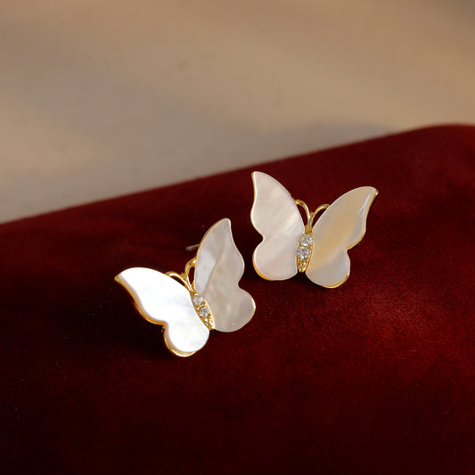 Needle White Fritillary Butterfly Female Design Rings