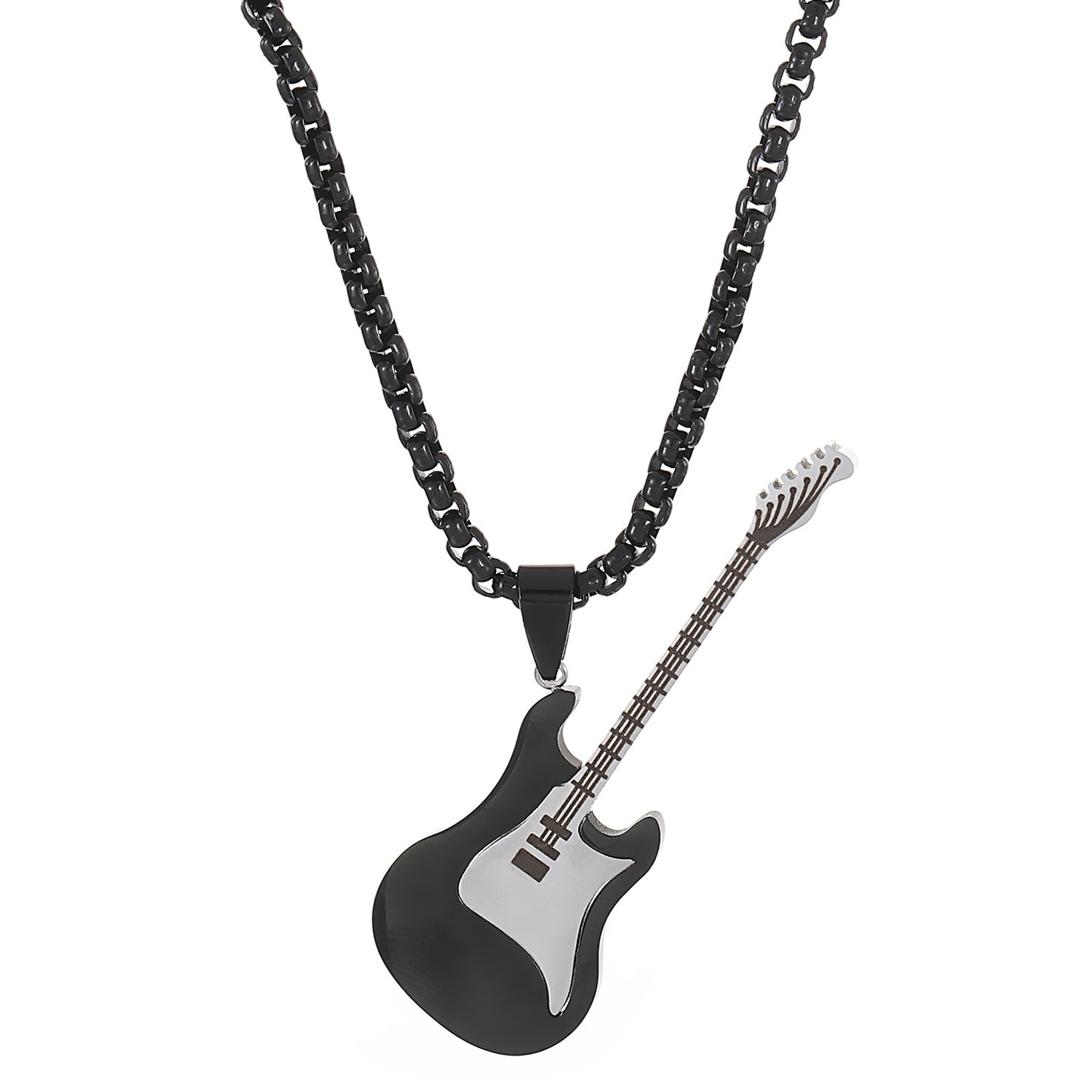 Women's & Men's Steel Guitar Punk Hip Hop Creative Design Electric Sweater Chain Jewelry Set