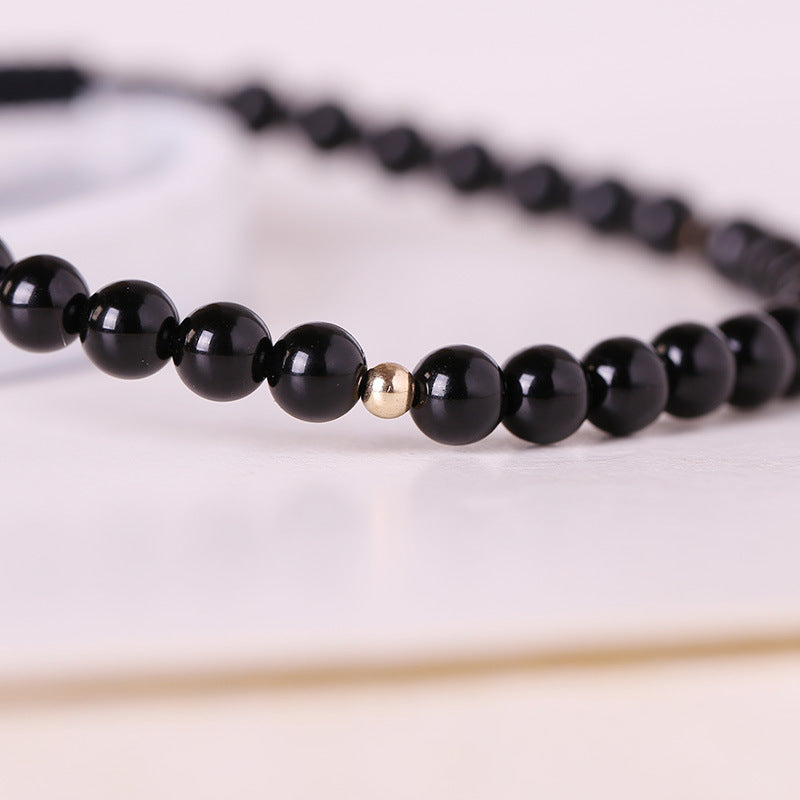 Obsidian Black Agate Carrying Strap Hand-knitted Bracelets