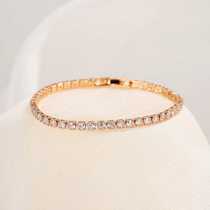 Bracelets de style de luxe à une rangée de diamants étoilés pour femmes, simples et abordables