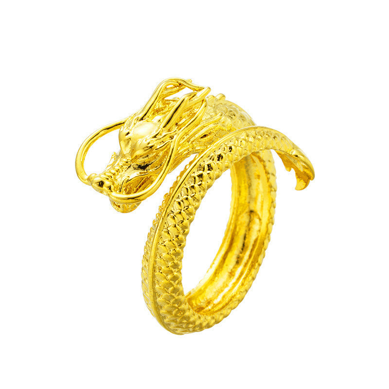 Vietnam Placer Gold Dragon Phoenix Couple Open Rings