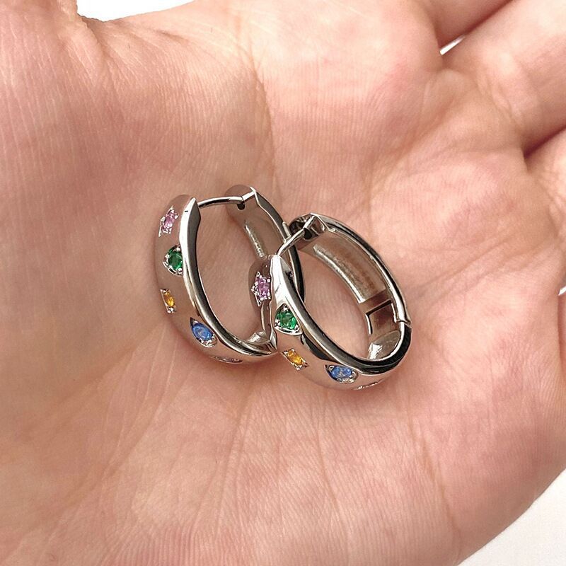 Real Gold Electroplating Simple Exquisite Color Zircon Special Interest Light Stud Earrings