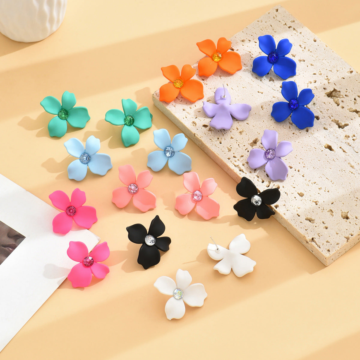 Women's Style Sweet Fresh Simple Paint Flower Personalized Fashionable Irregular Petal Earrings