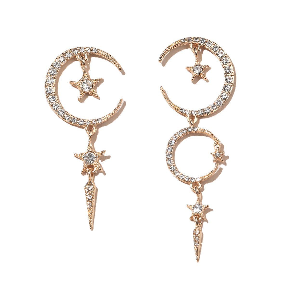 Star And Moon Ear Asymmetric Female Earrings