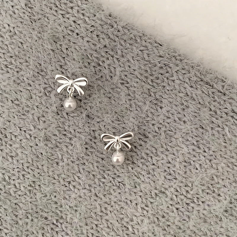 Women's Bow For Special Interest Light Luxury High Sense Imitation Pearl Stud Earrings