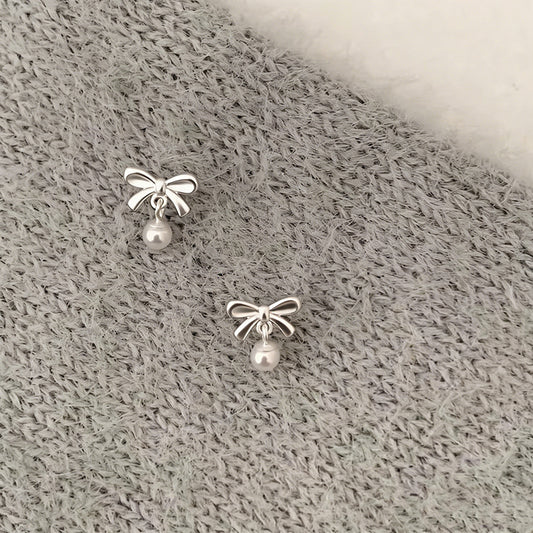 Women's Bow For Special Interest Light Luxury High Sense Imitation Pearl Stud Earrings