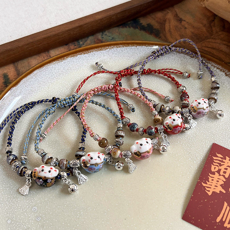 Niche Design Lucky Cat Bell Female Bracelets