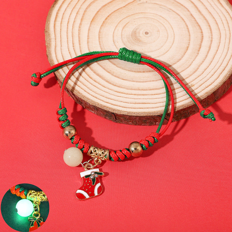 Luminous Christmas Woven Female Popular Santa Bracelets