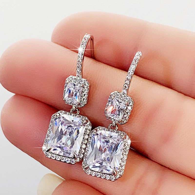 Sugar Cube Eardrops Senior Sense Frosty Style French Temperament Earrings