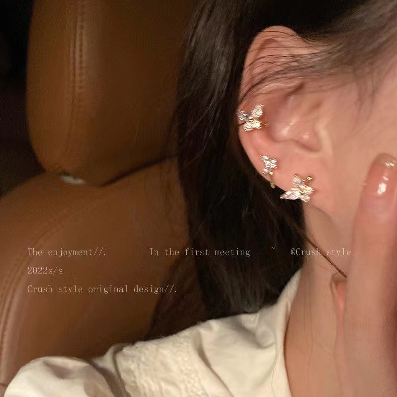 Refined Zircon Butterfly Female Light Luxury Minority Ear Clip