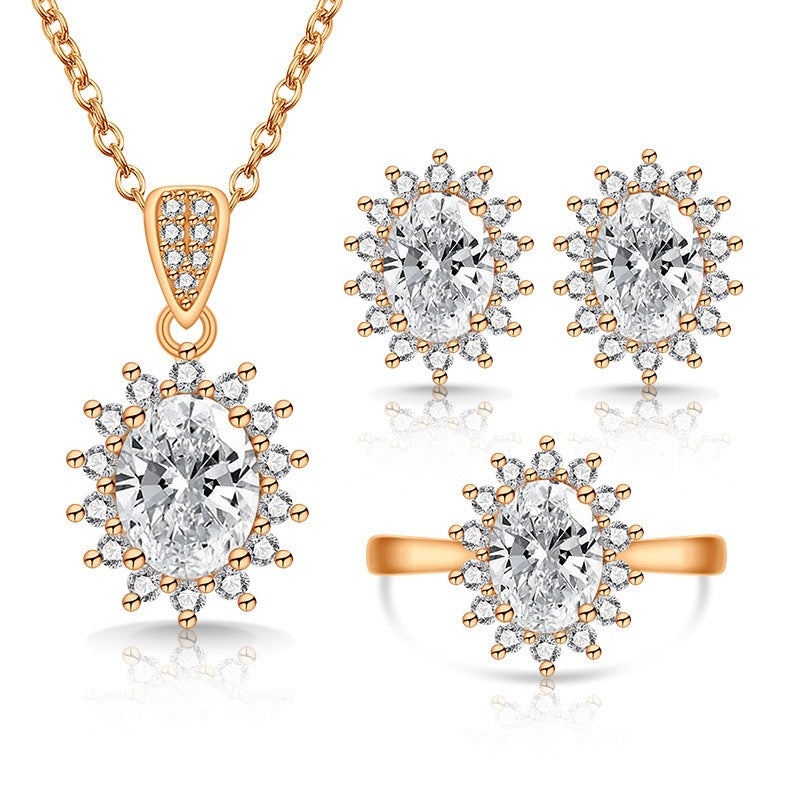 Live Broadcast Colored Gems Fashion Simulation Jewelry Set
