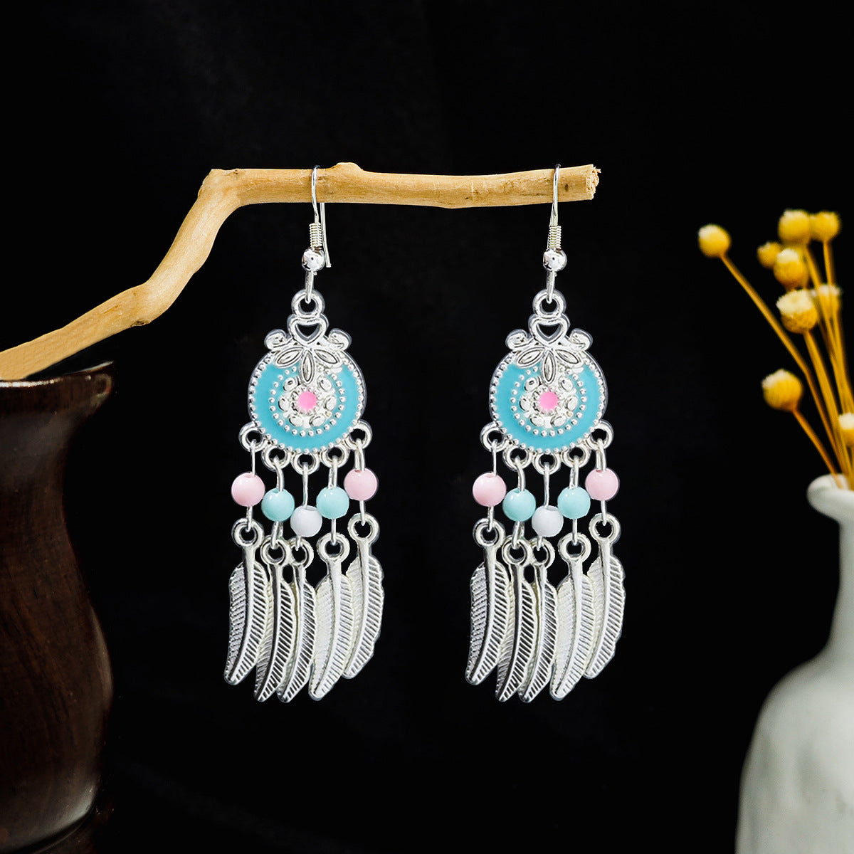 Geometric Round Ethnic Bohemian Retro Tourist Attractions Long Earrings