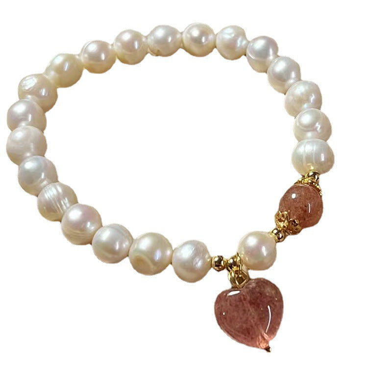 Perle femelle fraise Quartz amour pendentif affaires coréen abordable Bracelets