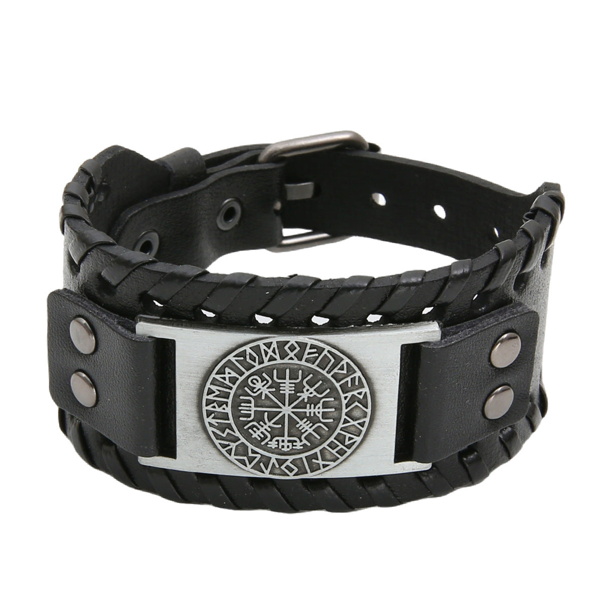 Herren Vintage Piraten Kompass Punk breite Lederarmbänder