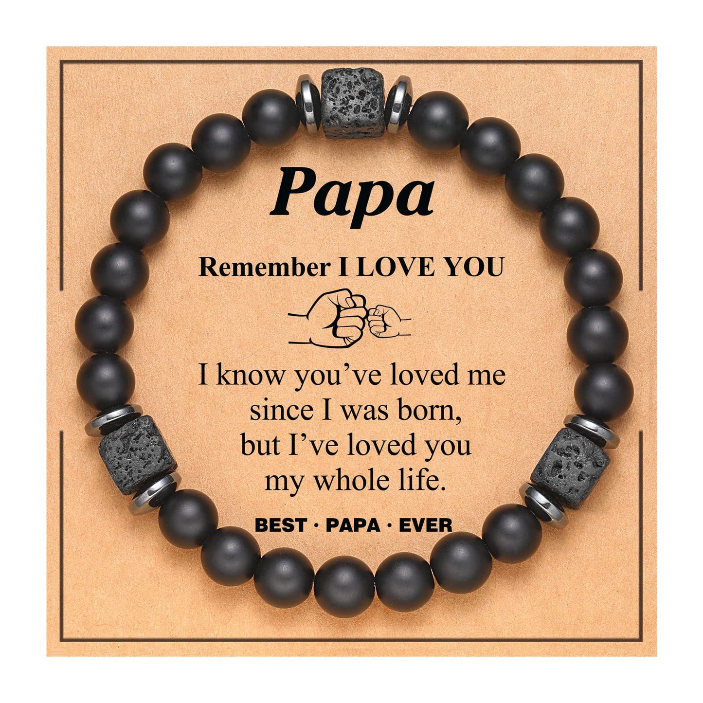 Frosted Square Volcanic Stone Father's Day Bracelets