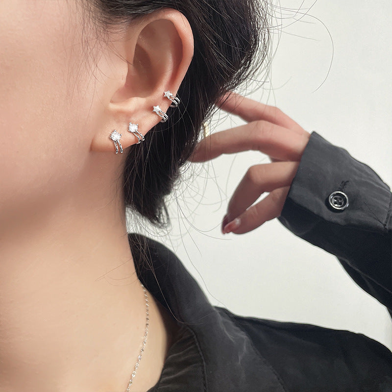 Gu Combination Small Diamond Bones Pseudo Cool Female Super Ear Clip