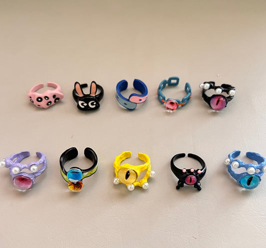 Devil Big Eyes Female Niche Childlike Rings