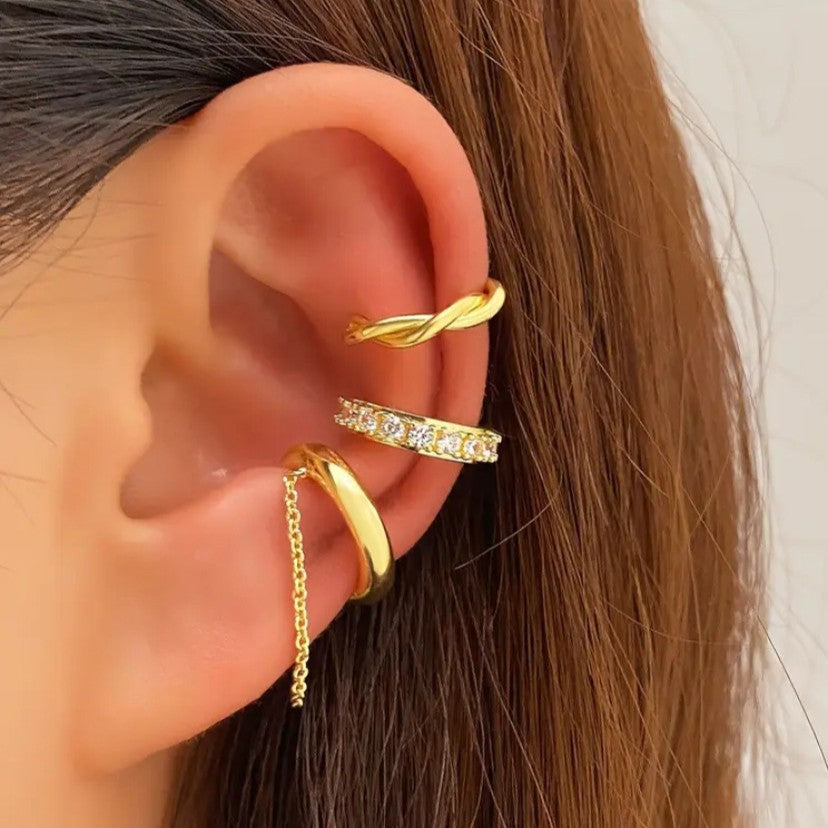 Simple Line Diamond Double Personality U-shaped Ear Clip