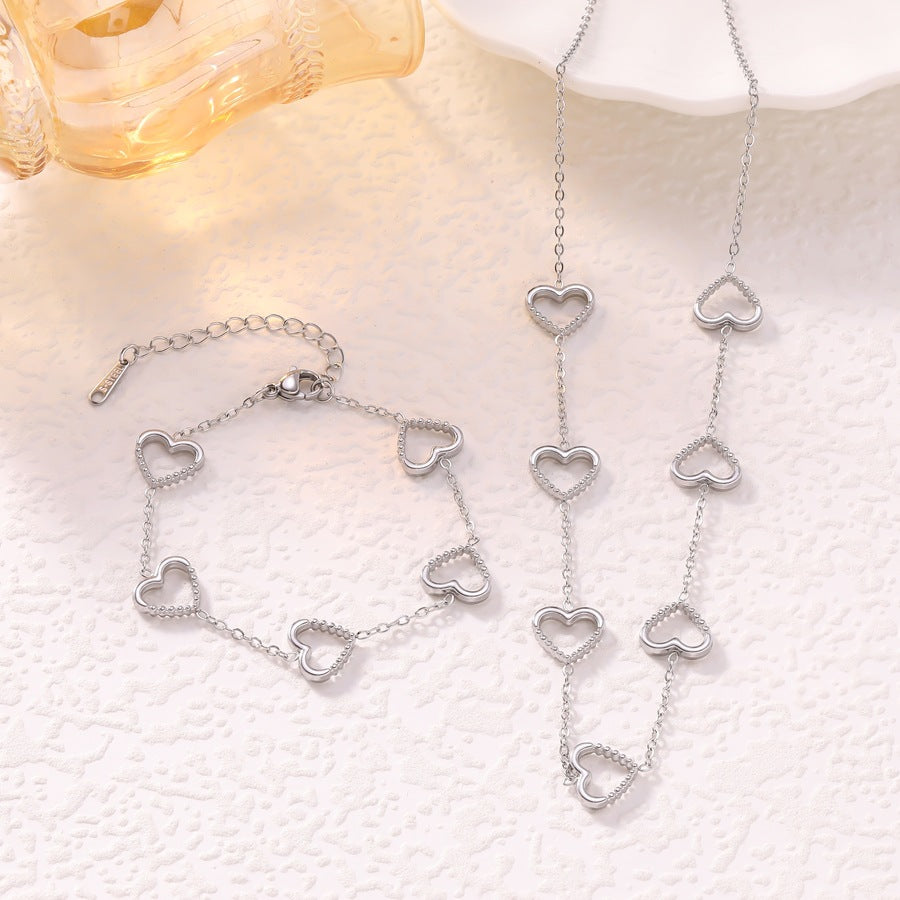 Women's Affordable Luxury Style Hollow Heart-shaped Stainless Steel Jewelry Set
