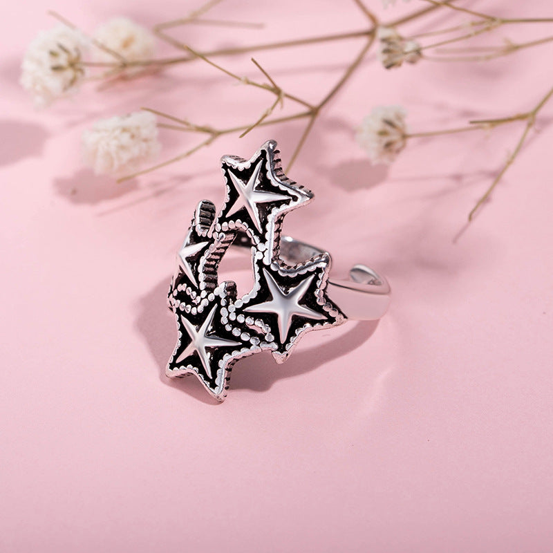 Korean Style Retro Temperament Flow Fashion Five-pointed Ring