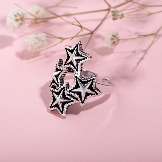 Korean Style Retro Temperament Flow Fashion Five-pointed Ring