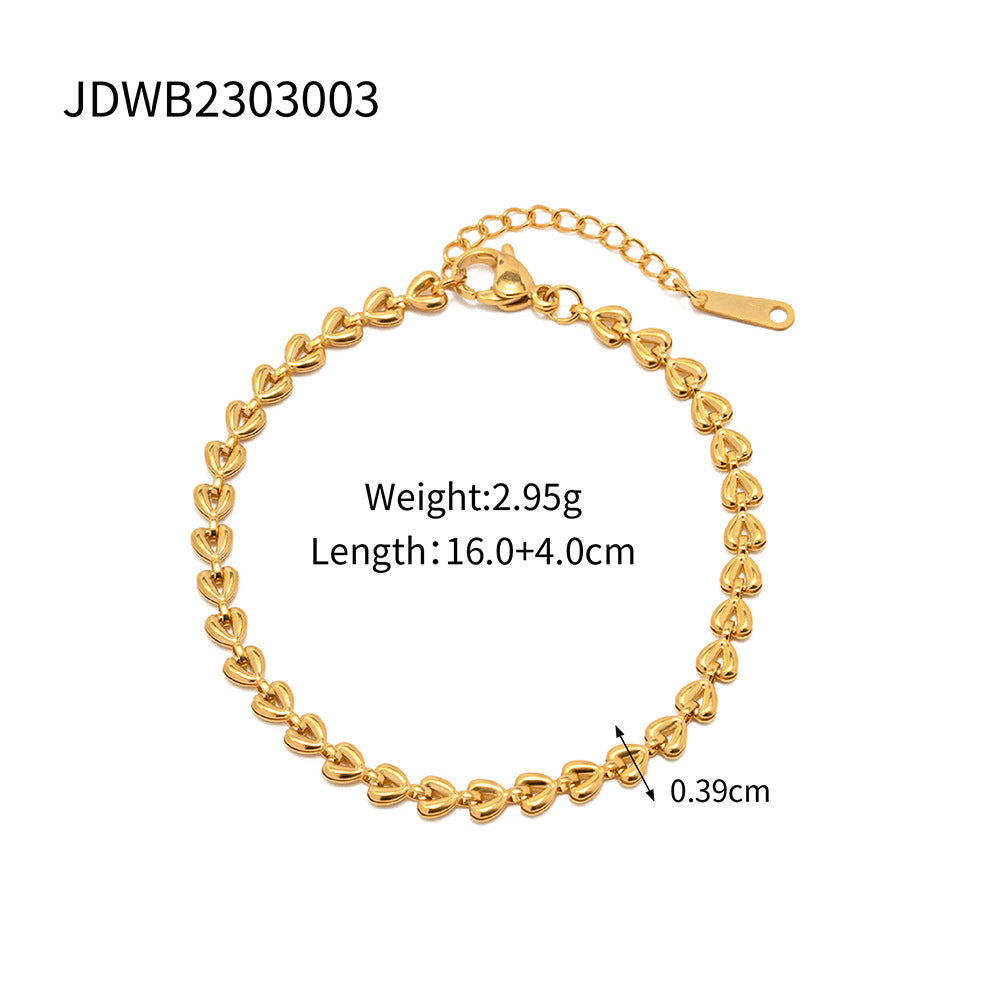 Gold-plated Stainless Steel Hollow Heart Woven Bracelets