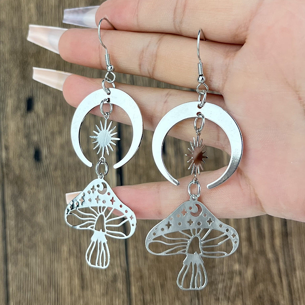 Personality Hollow Out Mushroom Flower Butterfly Earrings