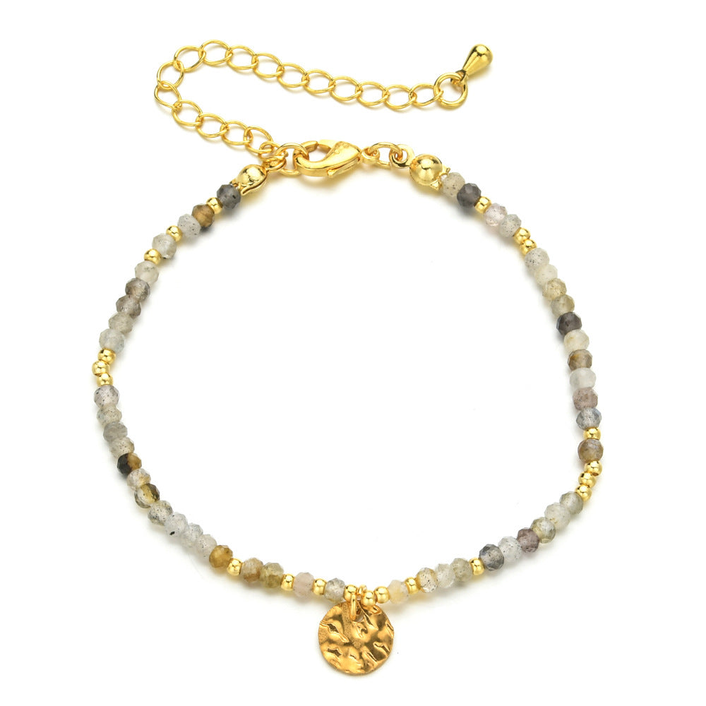 Natural Stone Beaded Ethnic Style Stainless Steel Bracelet