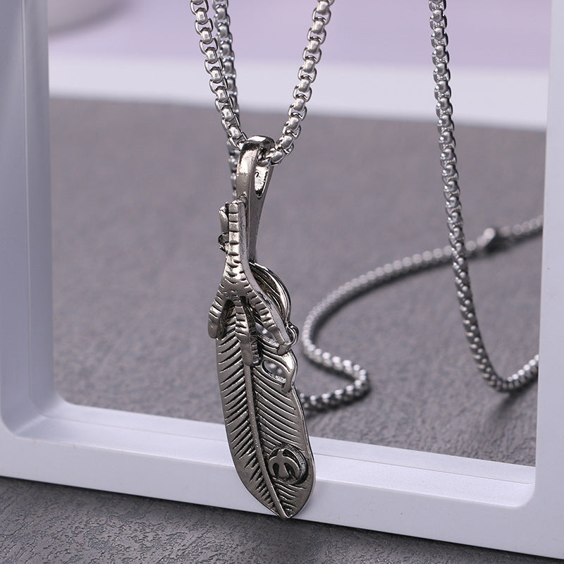 Titanium Steel Cross Dragon Pendant Retro Necklaces