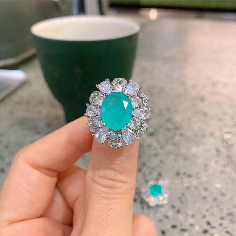 Emerald Banquet Jeweled Simulation Paraiba Lady Jewelry Set