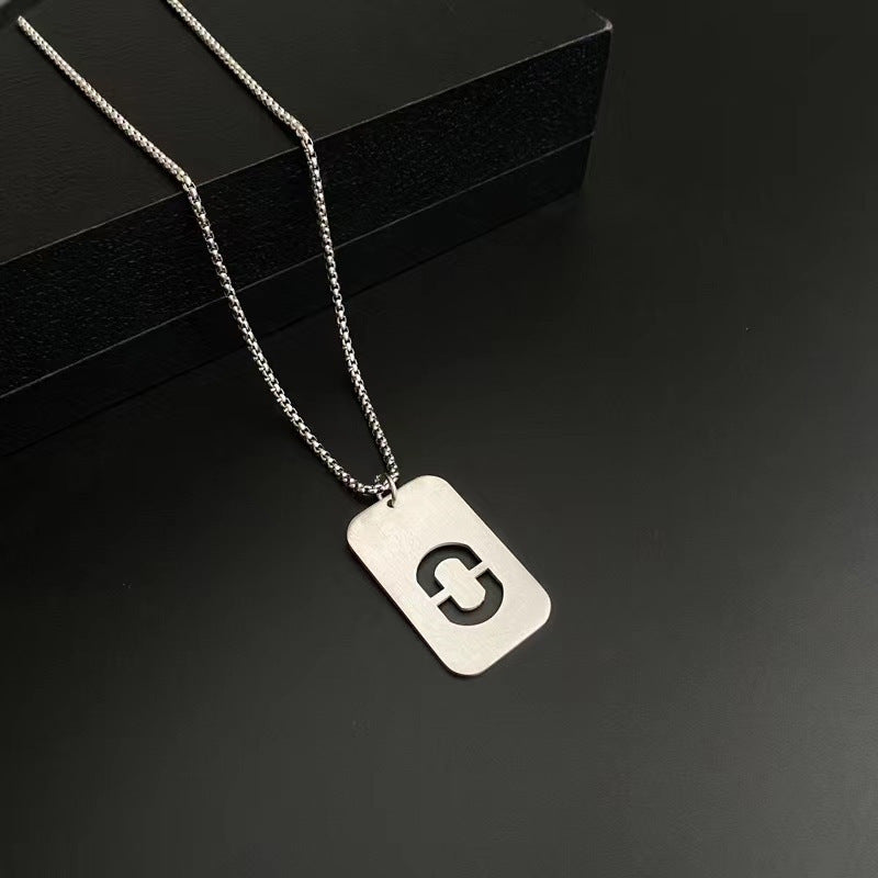 Men's Titanium Steel Female Letter Nameplate Pendant Necklaces