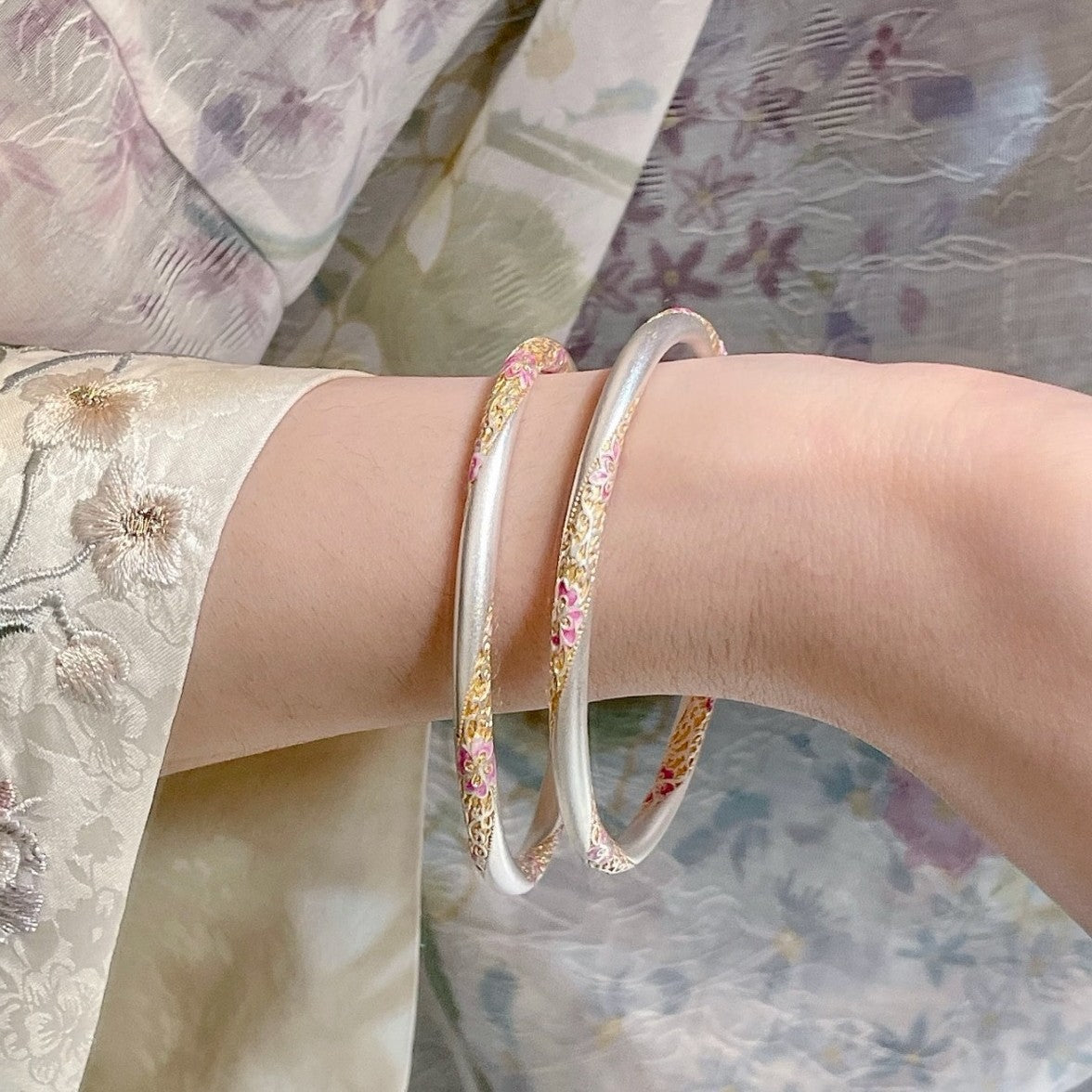 Gold Blue Pink Purple Chinese Enamel Female Bracelet