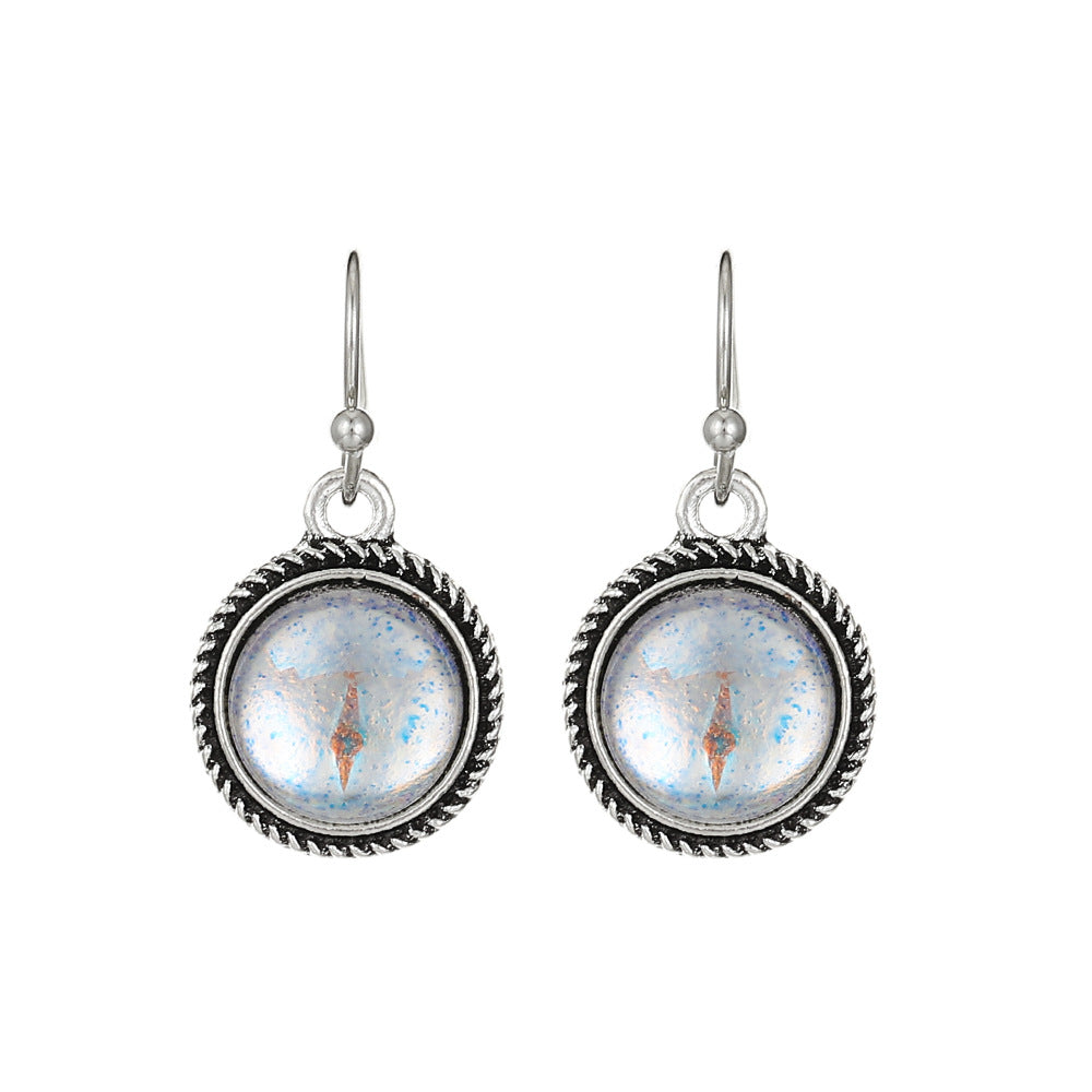 Love Turquoise Alloy Distressed Geometric Moonstone Earrings