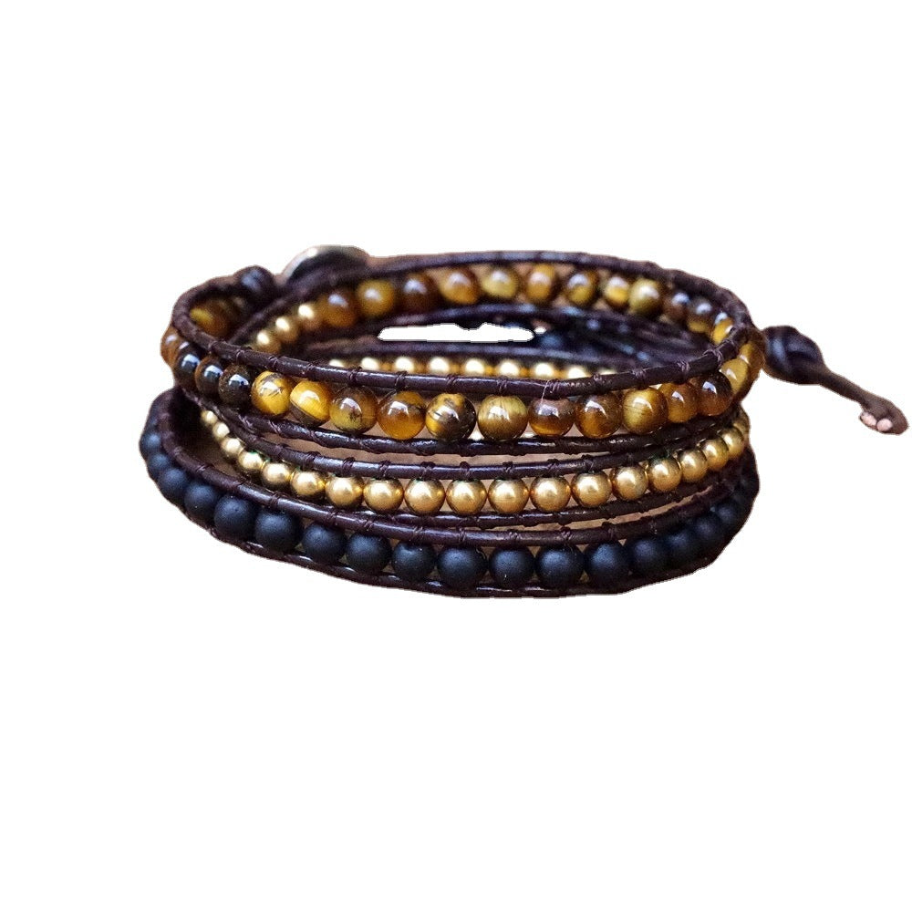 Bracelets noirs givrés simples en œil de tigre sauvage