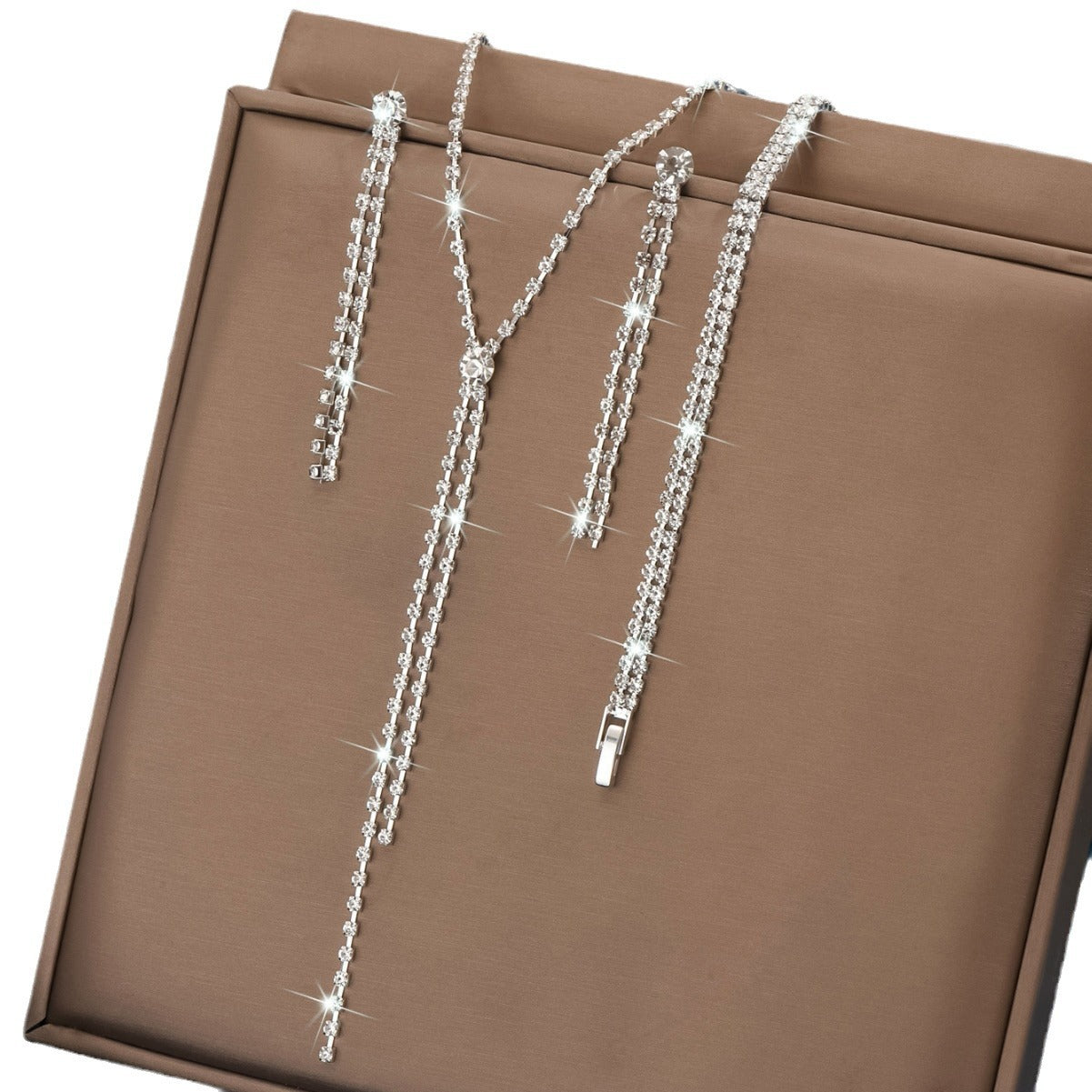 Delicate Super Shining Crystal Ear Clip Bridal Wedding Dress Formal Necklaces