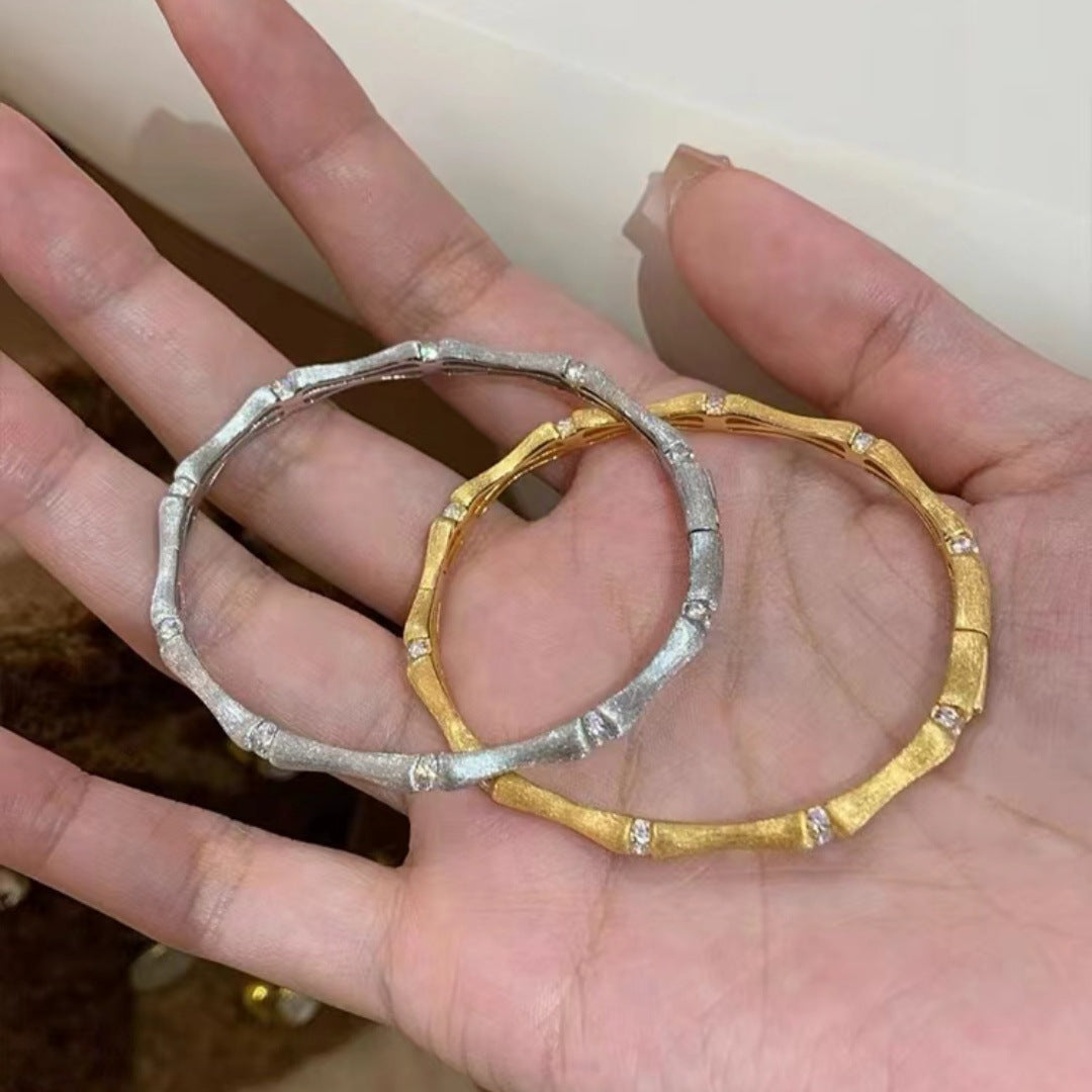 Chinese Retro Brushed Golden Bamboo Female Special Interest Light Luxury Bracelets
