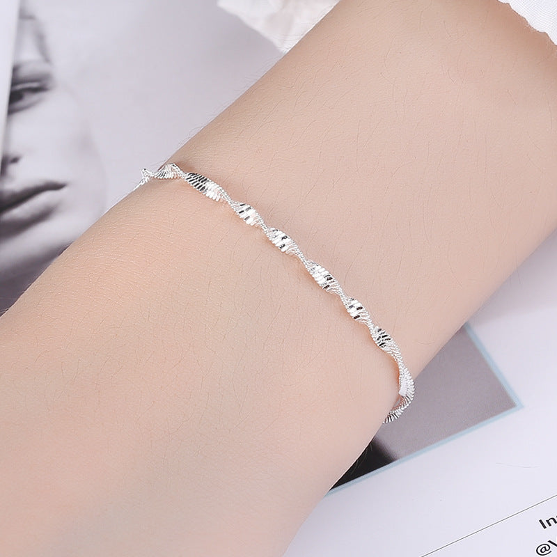 Damen koreanischer Schmuck Retro einfache gedrehte Schnur dünne Armbänder