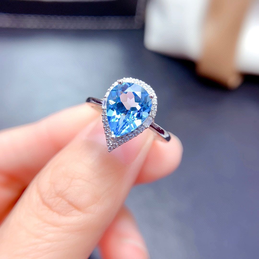 Women's Imitation Natural Blue Switzerland Topaz Eardrops Droplet Type Lucky Citrine Necklaces