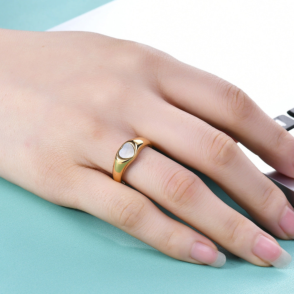 Simplicity Minimalism Shell Love Gold Stainless Rings