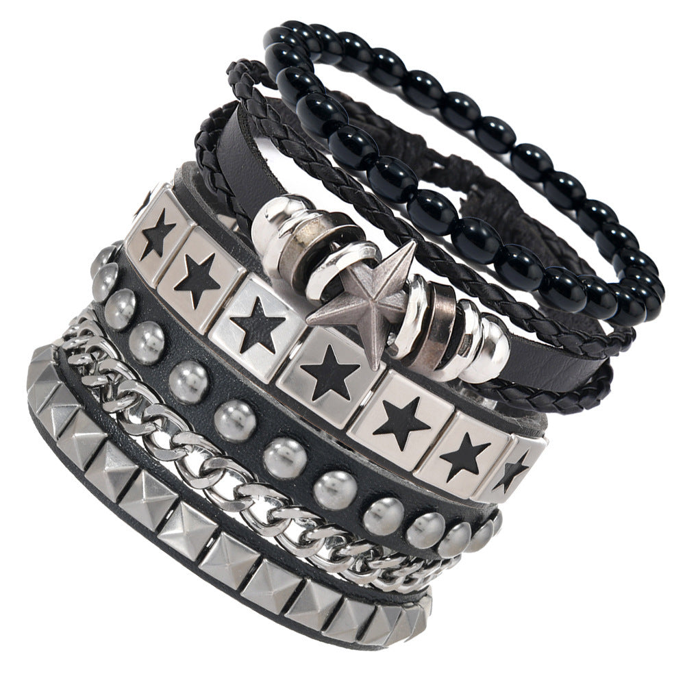 Men's Fashion Punk Street Shooting Nightclub Dark Rivet Bracelet