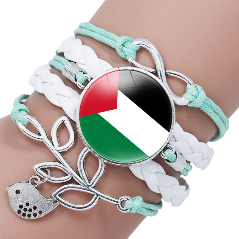 Bracelets infinis en pierre de temps à motif de drapeau palestinien